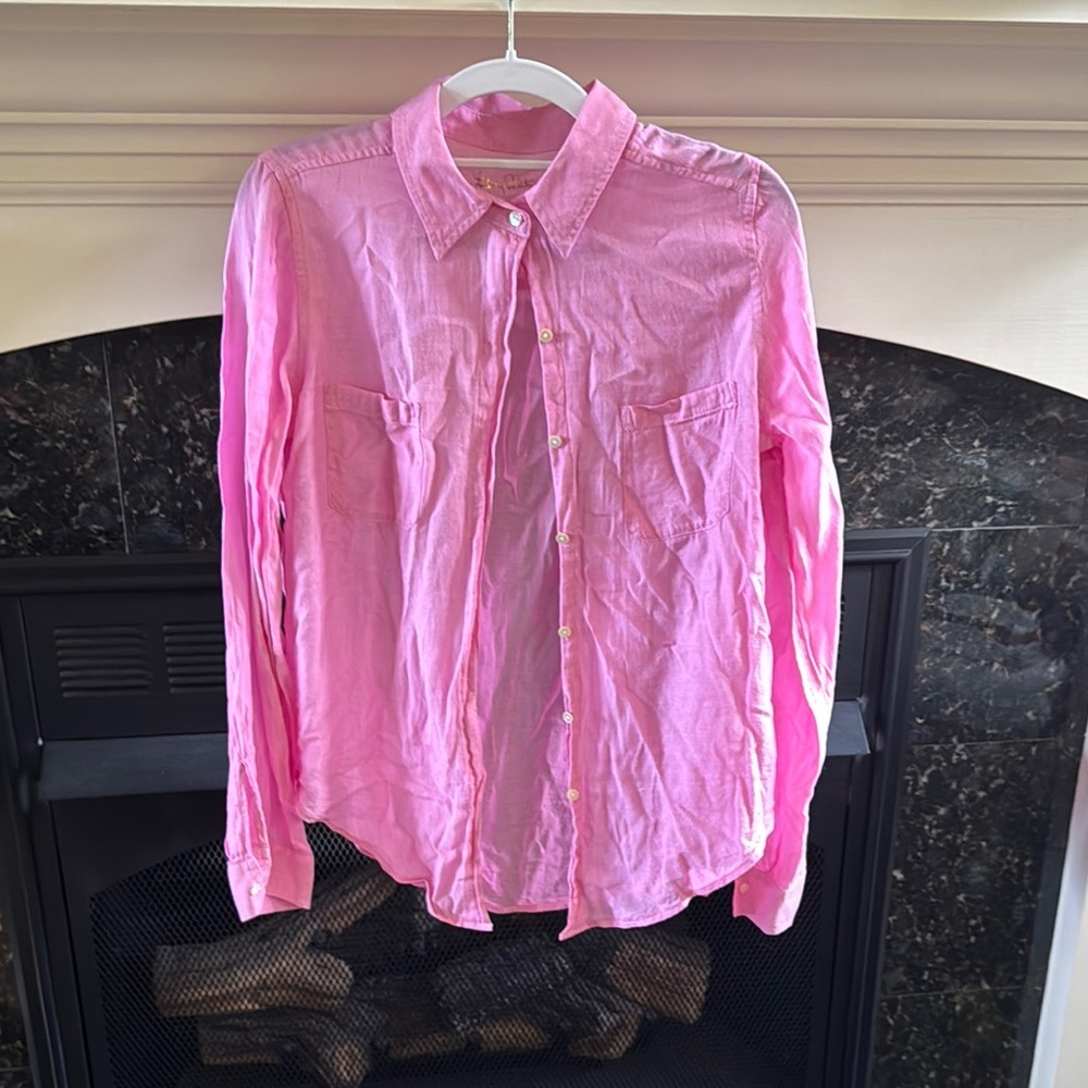 Lilly Pulitzer Pink Button Down Shirt Classic Collar